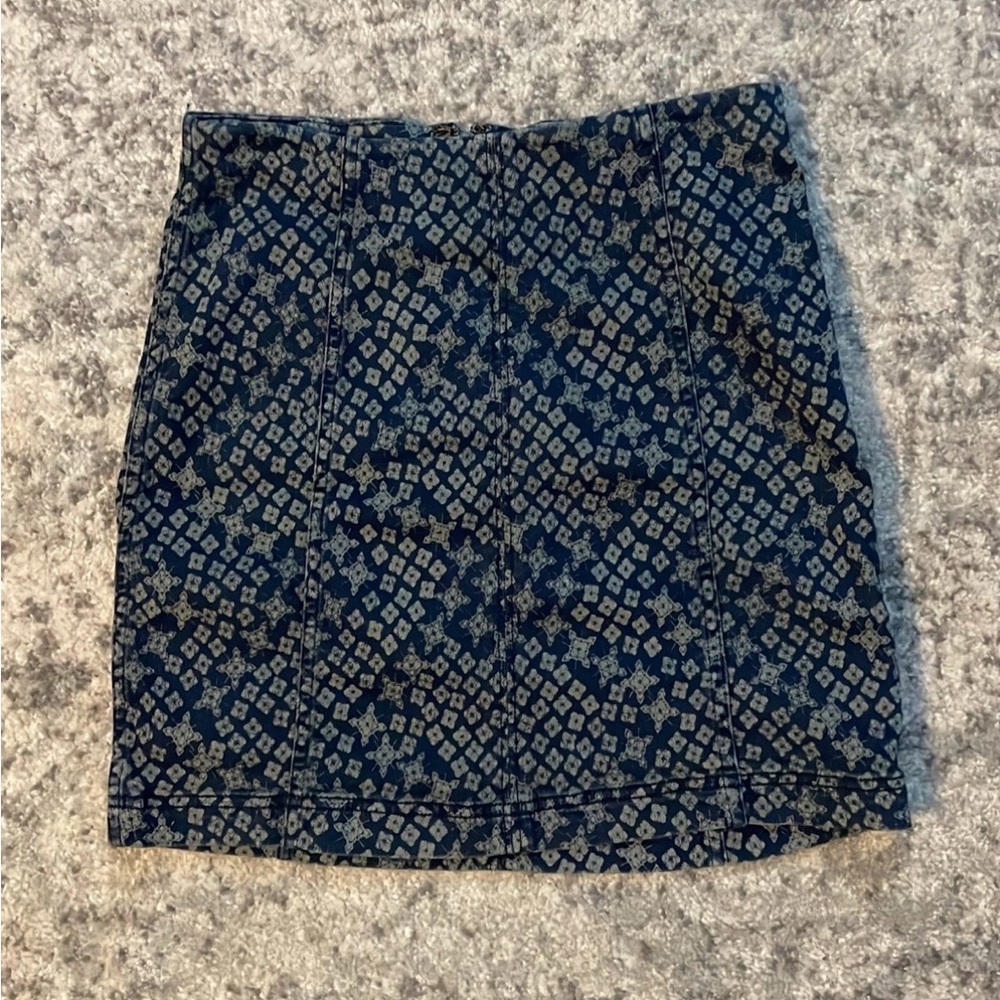 Free People Olive and Navy Bodycon Mini Skirt with Hidden Zipper Size 6